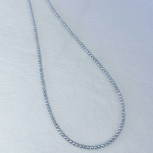 雾凇 3.5mm近圆真多麻色银灰淡水AKOYA珍珠项链多层 浅小屋