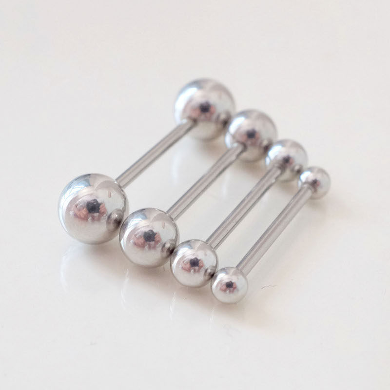 0.8/1.2/1.6/2.0粗钛钢直杆圆球舌钉简约长款过桥耳骨钉pa钉乳钉