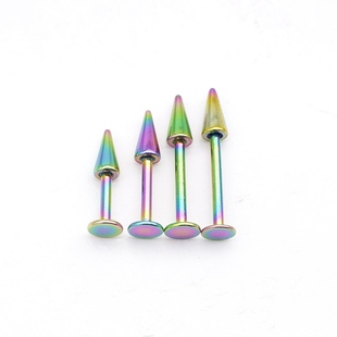 钛钢平底外螺纹尖头恶魔钉唇钉唇侧钉高位耳骨钉长尖锥耳钉耳蜗钉