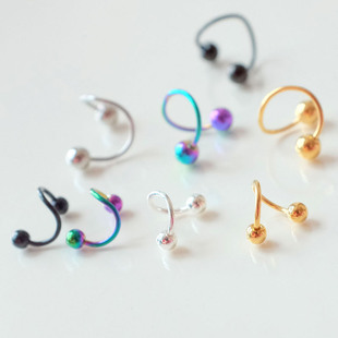 0.8杆细针钢珠耳骨钉 女生耳骨环 潮男个性朋克S型耳扣 钛钢耳钉