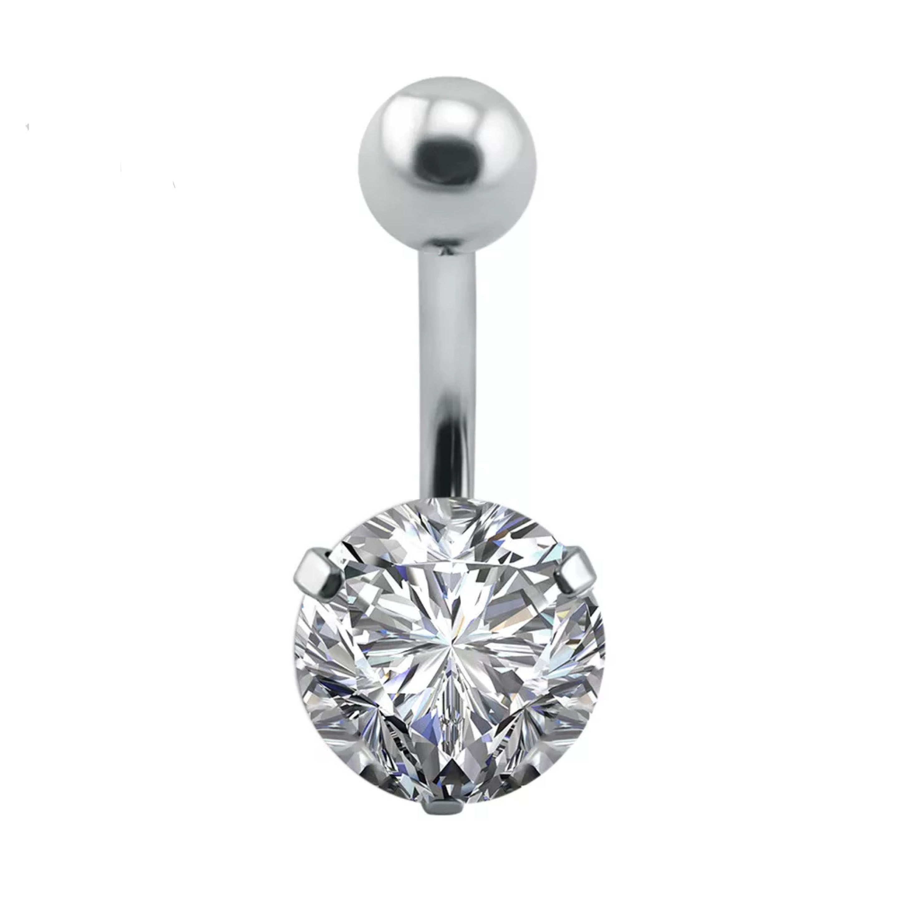 钛钢圆形锆石肚脐钉女 简约单钻肚脐环 欧美个性肚皮舞肚脐扣饰品