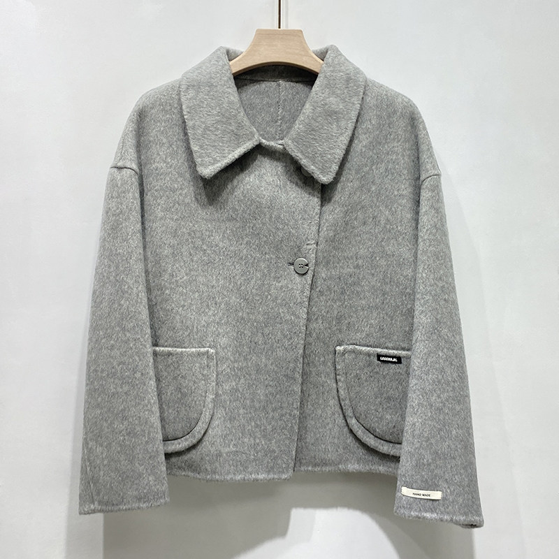 羊毛双面短款外套小个子羊绒大衣