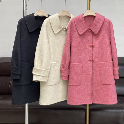 娃娃领双面羊绒大衣中长款外套