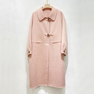 双面羊绒大衣女中长款牛角扣羊毛呢子外套大衣韩版宽松2025秋新款