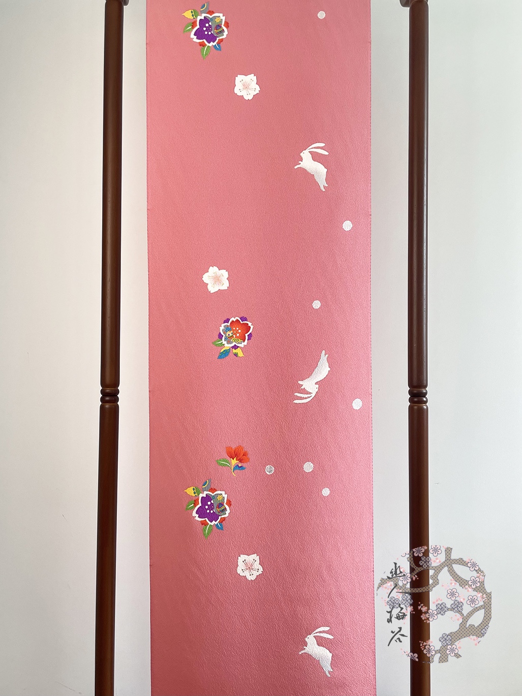 幽人梅谷|日本正绢反物樱花兔小纹正娟布料真丝旗袍汉服定制面料