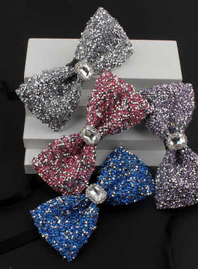 新品超闪镶钻舞台领结成人与儿童正装表演蝴蝶结毕业礼服主持煲呔