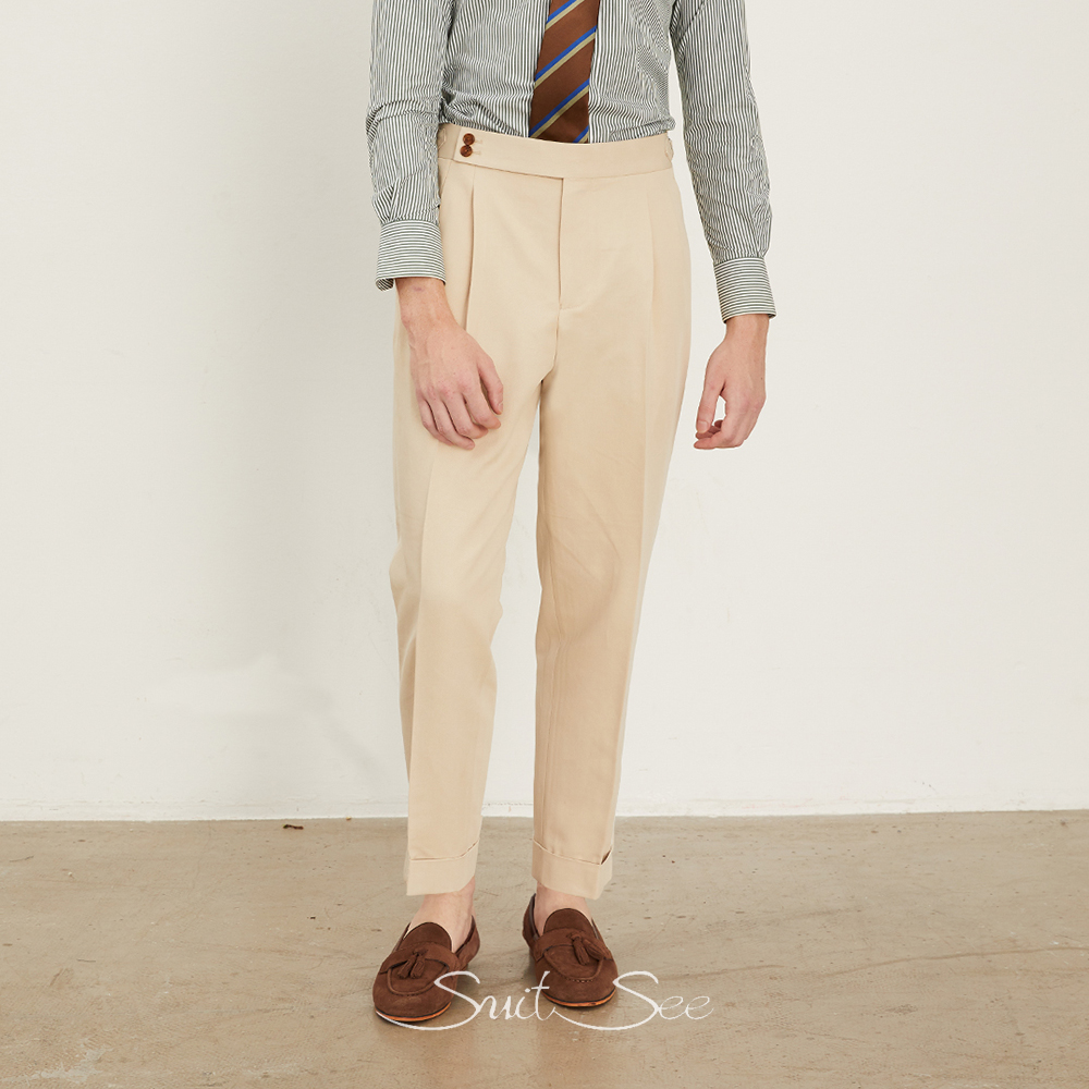 SuitSee休闲西裤 浅色意式那不勒斯西裤男 易打理复古长裤