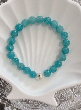 玉化天河石+白羽毛手工手链手串 清凉一夏