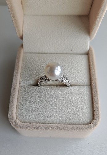 4455 天然海水澳白珍珠戒指（点位10.1近无暇带证冷光）
