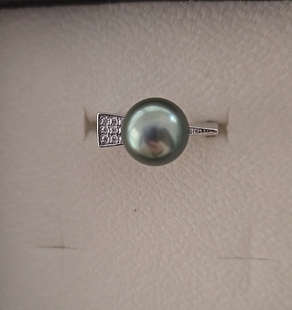 型 天然海水大溪地珍珠戒指（一物一拍点位9.9银配）