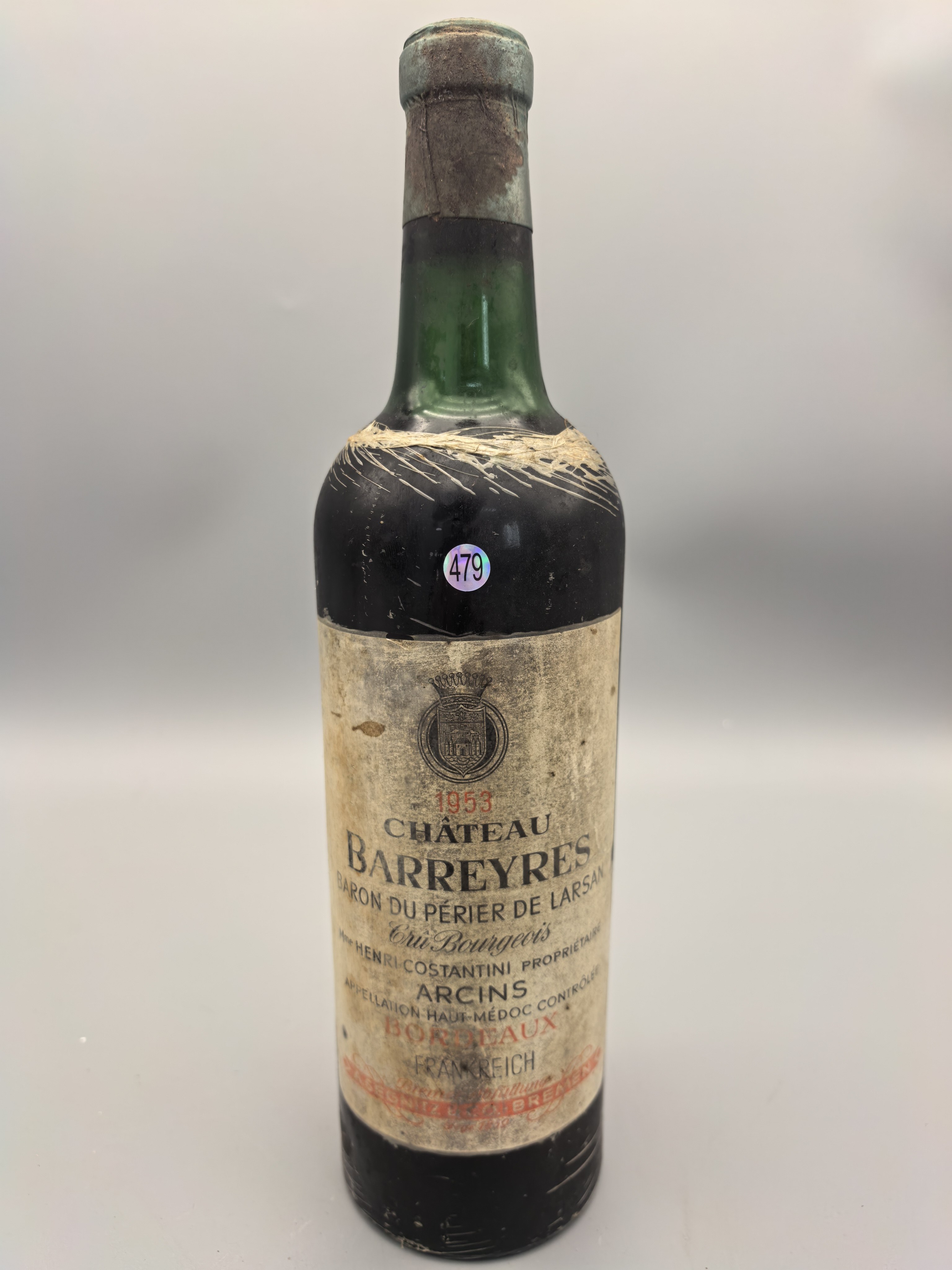 1953年法国中级庄巴雷耶酒庄红葡萄酒