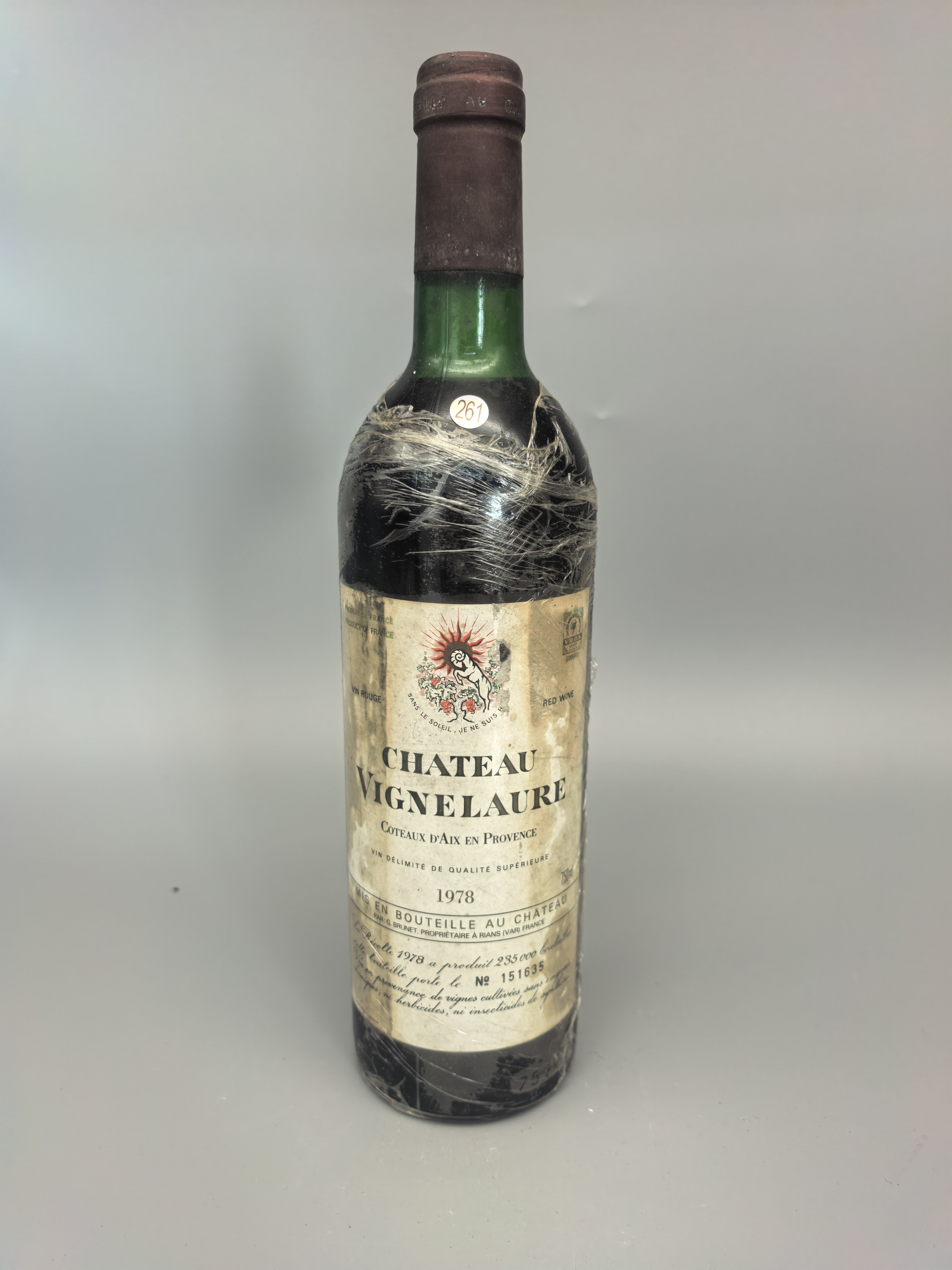 1978年Château Vignelaure微尼罗红葡萄酒