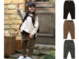 quoti use fith灯芯绒锥形休闲长裤男女童装亲子款秋冬新款