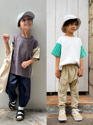 日本高端贵牌丝光全棉Fith抗皱拼接条纹设计短袖T恤亲子春夏新款