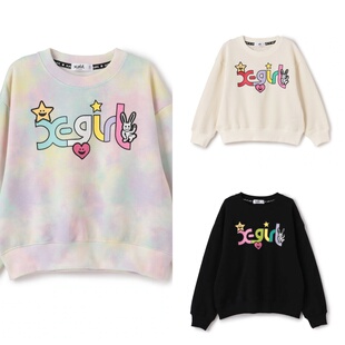出口日本原单外贸Xgirl潮牌女童秋冬新款儿童扎染长袖T恤卫衣刺绣