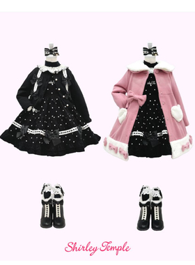 日本高端贵牌ST秀兰邓波灯芯绒刺绣公主款宝宝绒打底衫连衣裙