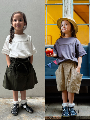 出口日本副牌Fith丝光全棉镂空刺绣短袖T恤短裤套装亲子款海洋风