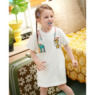 日本高端潮牌Xgirl 全棉耳机印花T恤裙连衣裙