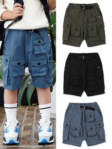 出口外贸小众贵牌quoti use fith原单多口袋五分短裤中性款男女童