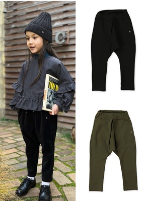 原单quoti use fith小众贵牌保暖加绒微弹跨裤休闲裤男女童亲子装