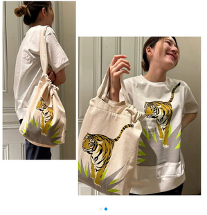 出口日本原单Fith全棉帆布印花艺术家联名款包包