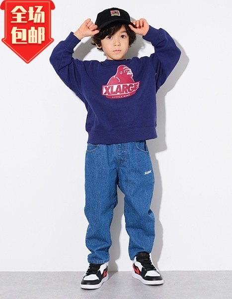 日本高端童装中性款印花套头卫衣