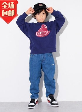 日本高端童装中性款潮牌x*lager全棉加厚毛圈经典猩猩套头卫衣