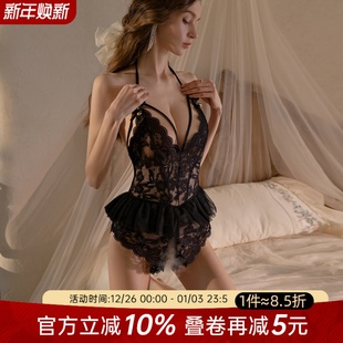 今夕何夕性感连体内衣女火辣开档修身 辣妹纯欲风战袍 睡衣显瘦薄款