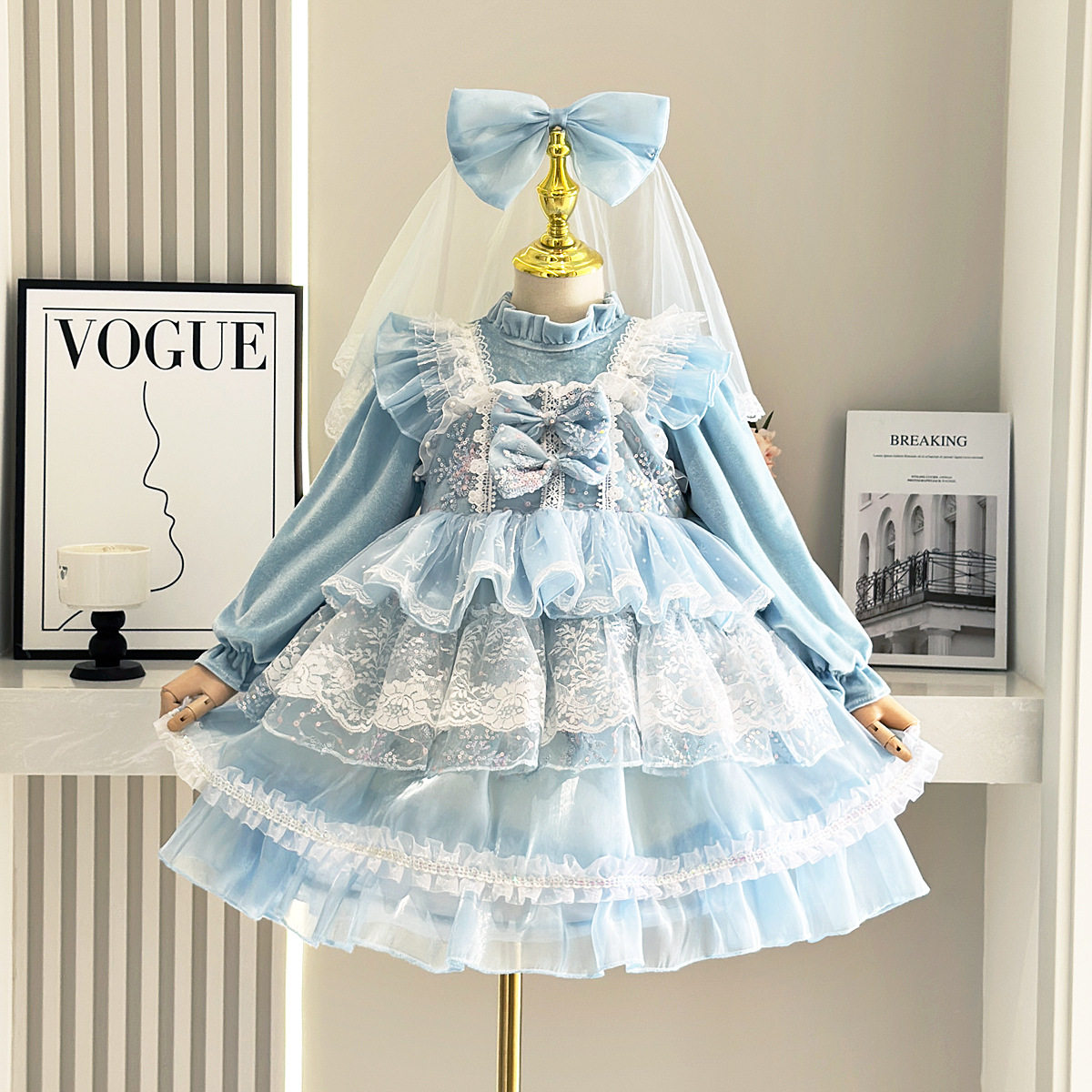 女童公主裙2025冬儿童加绒超仙洛丽塔女宝生日礼服蓬蓬蛋糕连衣裙
