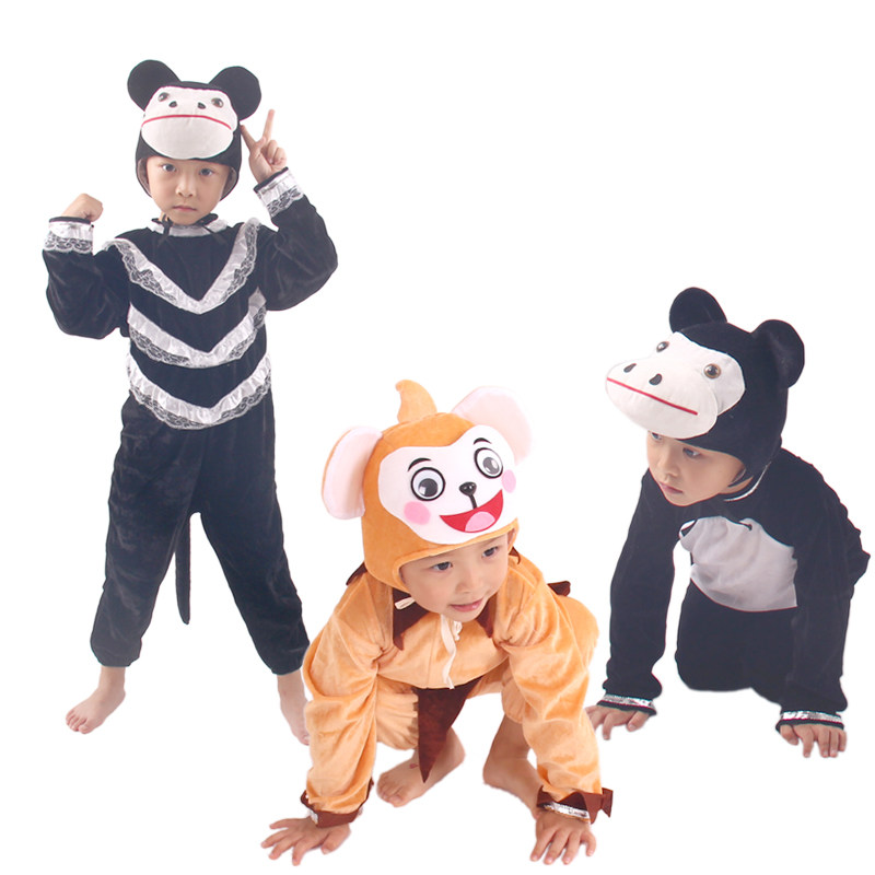 新品儿童卡通演出服黑色大猩猩舞蹈表演服小猴子成人亲子长裤套装