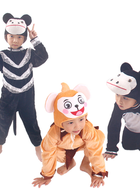 新品儿童卡通演出服黑色大猩猩舞蹈表演服小猴子成人亲子长裤套装