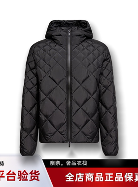 代购蒙口Merak几何绗缝连帽轻薄短款羽绒服鹅绒男款户外夹克外套