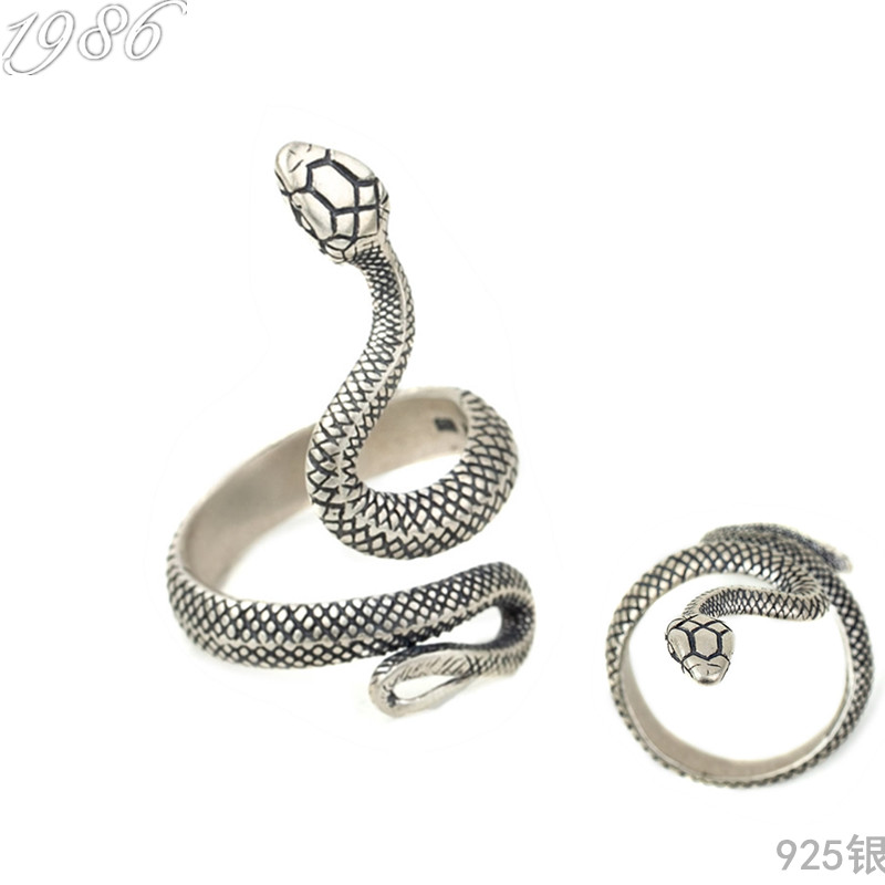 复古做旧缠绕朋克风开口蛇形戒指