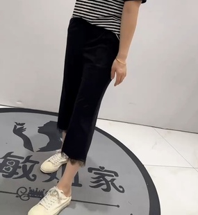 3626女权贵族夏款 加大 松紧高腰舒适高弹裤 脚睫毛边显瘦百搭面膜裤