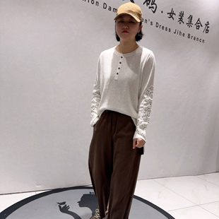 1423针丝缘子汇春款新品简约百搭设计感衣袖时尚减龄衫加大码女装