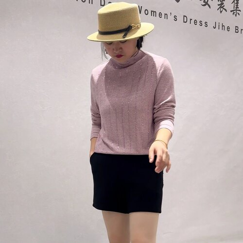 5142芮娜依莲初冬新品带亮钻高级感舒适简洁大方打底衫加大码女装