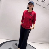 新品 减龄图案洋气百搭针织开衫 加大码 5286芮娜依莲年货春款 女装