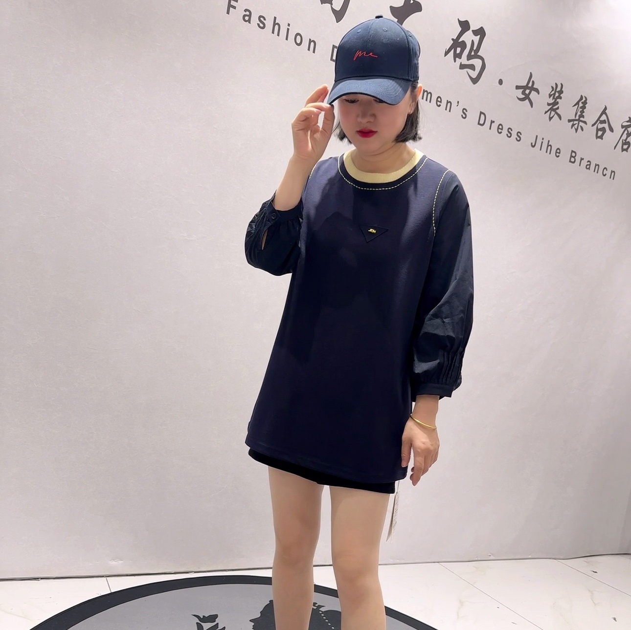 1159女权贵族春款新品拼接衬衫料百搭遮肉一手长减龄衫加大码女装