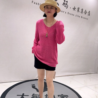 6091女权贵族初秋新品自带亮片洋气时尚休闲长袖针织衫加大码女装