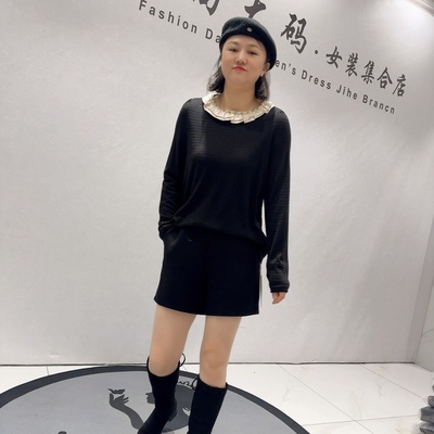 5111芮娜依莲初冬新品减龄衣领银葱高档舒适气质衫加大码女装