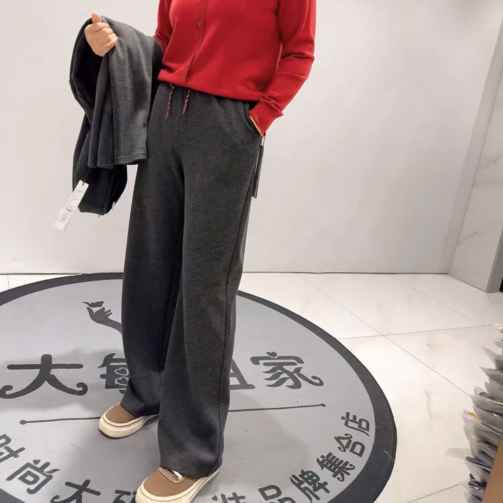 5622针丝缘子汇秋款新品松紧腰极简风舒适百搭显瘦拖地裤大码女裤