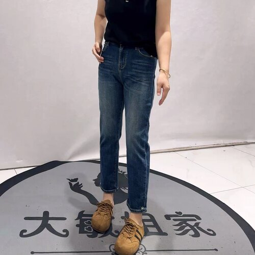 89062柏菲蒂初冬新品四面弹力简洁百搭显瘦拉绒牛仔裤加大码女裤