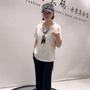 3020女权贵族初夏新品简洁大方天丝棉短袖上衣气质衫加大码女装