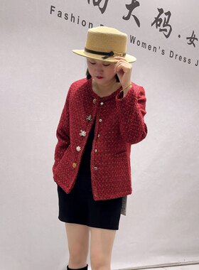 8015女权秋冬新品重工女人味洋气小香风气质外套加大码女装