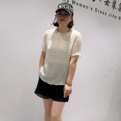 5166芮娜依莲夏款新品简洁大方舒适百搭高级感气质衫加大码女装