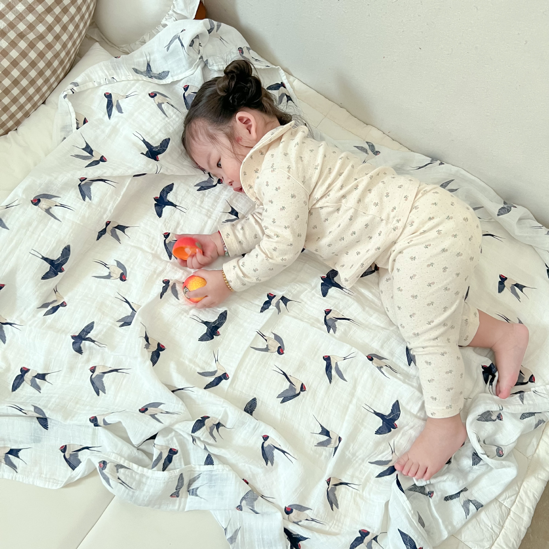 宝宝裹布薄款初生儿单层浴巾抱被