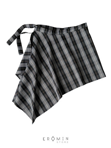 一片式运动遮屁帘韩版格子叠穿设计感裙帘绑带搭配半身裙系带屁帘