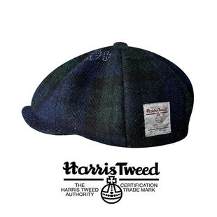 100%纯羊毛哈里斯秋冬加厚八角帽HarrisTweed复古日系格纹报童帽