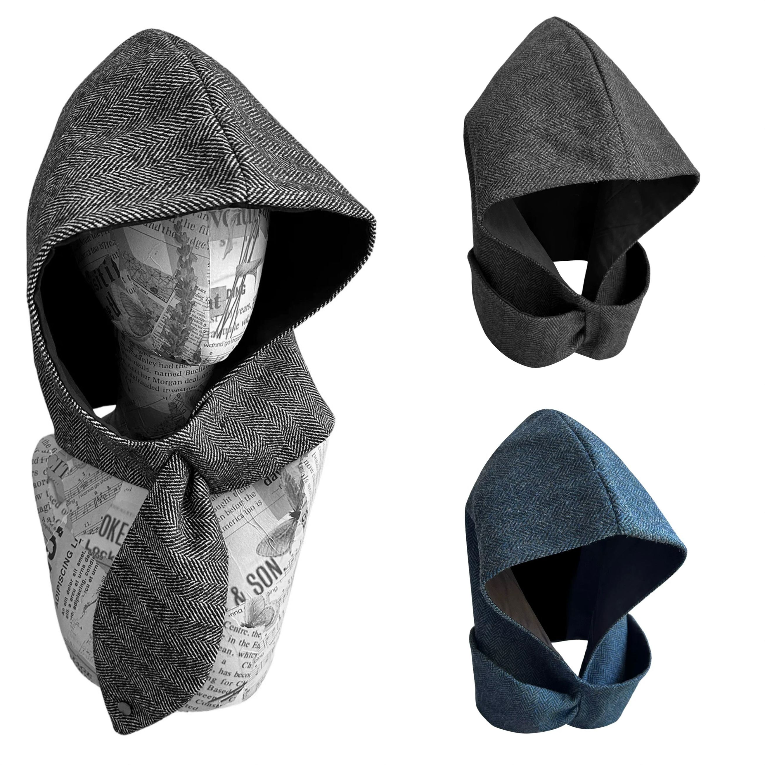 冬季加大版型连帽围巾一体式秋冬带帽围巾时尚百搭围脖护颈保暖帽