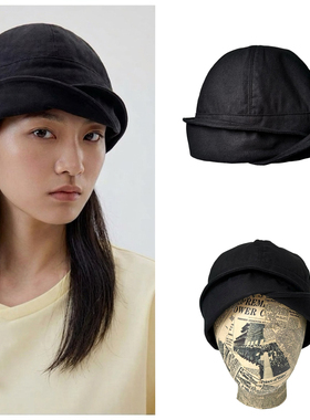 设计款翻檐海军盆帽女黑色简约时尚街头风水手帽复古百搭夏松弛感